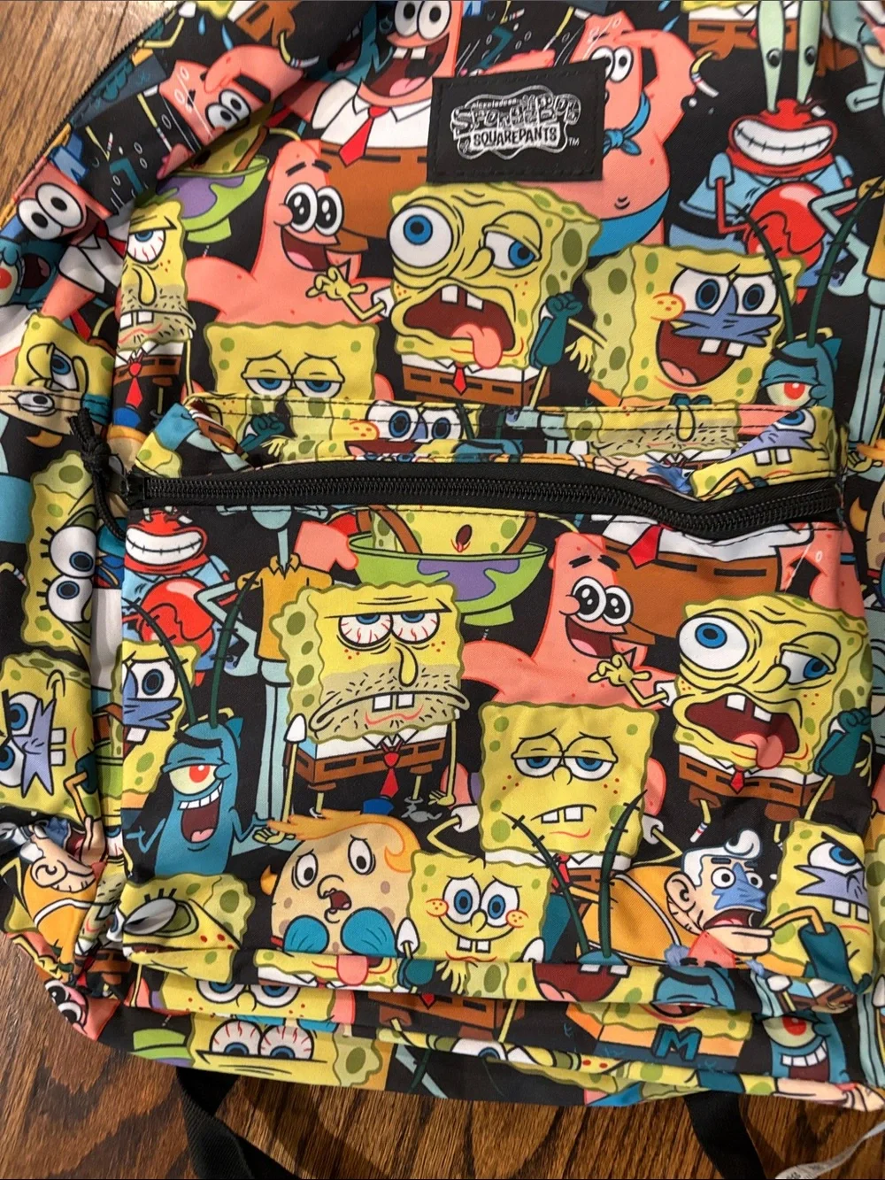 SpongeBob Faces Print Backpack - Colorful Cartoon Design